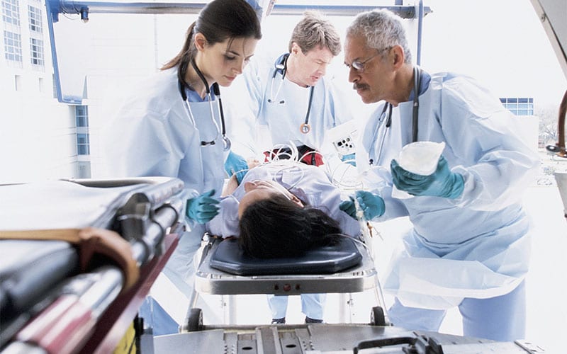 pulling patient out of ambulance